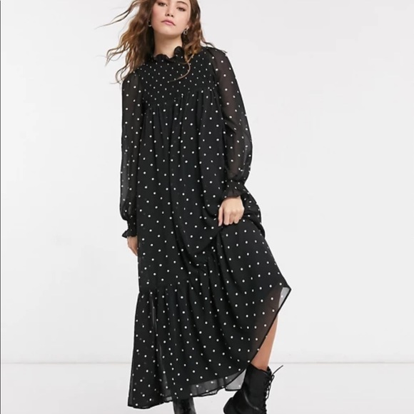 ASOS DESIGN shirred yoke trapeze maxi dress